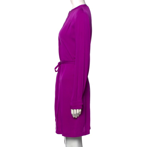 Diane von Furstenberg Orchid Purple Atira Silk Shirtdress with Belt size 10/L - Picture 2 of 3
